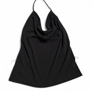 Ravel Elegant Black Cowl Neck Halter Top